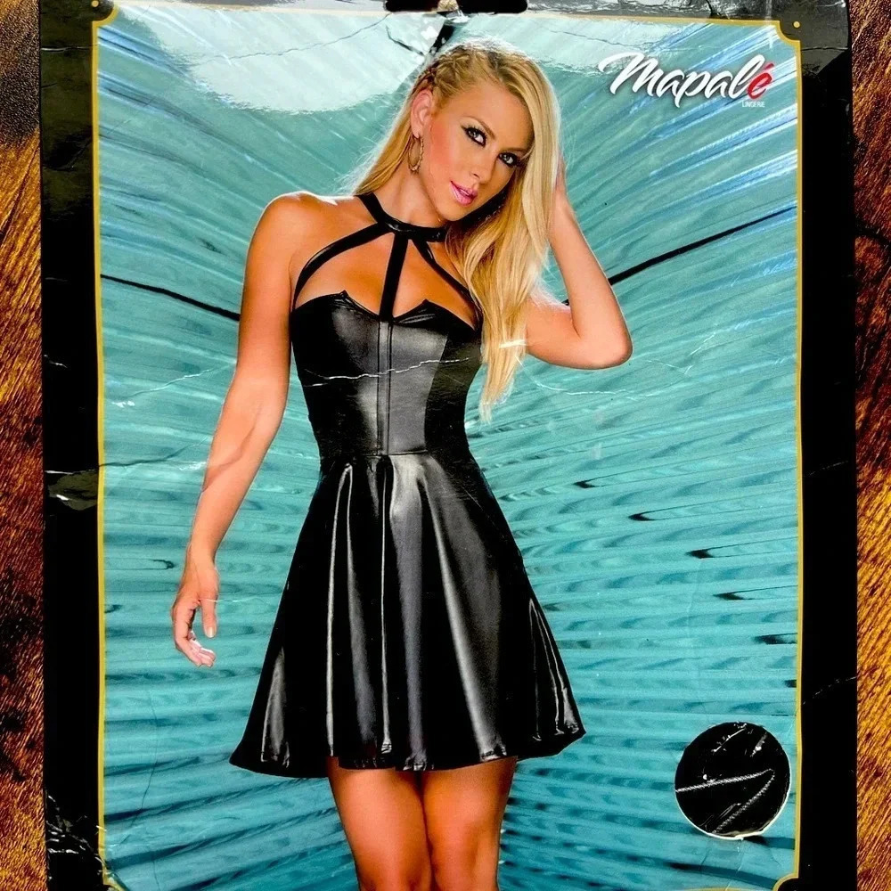 SET: Mapale | pleather lingerie dress + nipple tassels. Size: L.